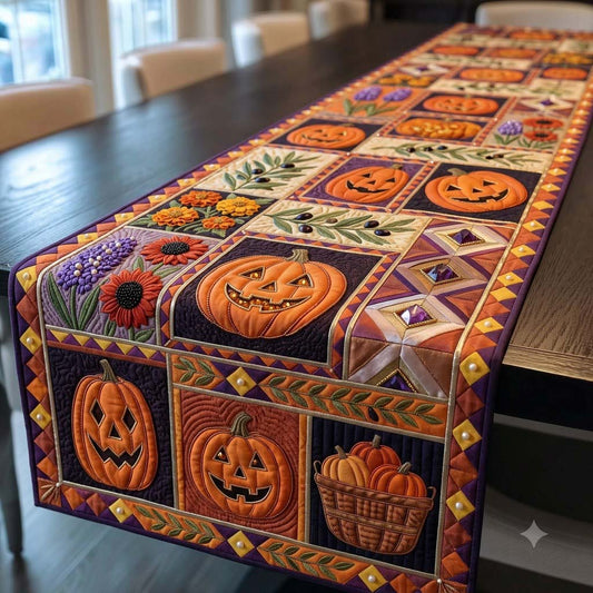 Harvest Gem Pumpkin Mosaic Quilted Table Runner GDTONTD1900
