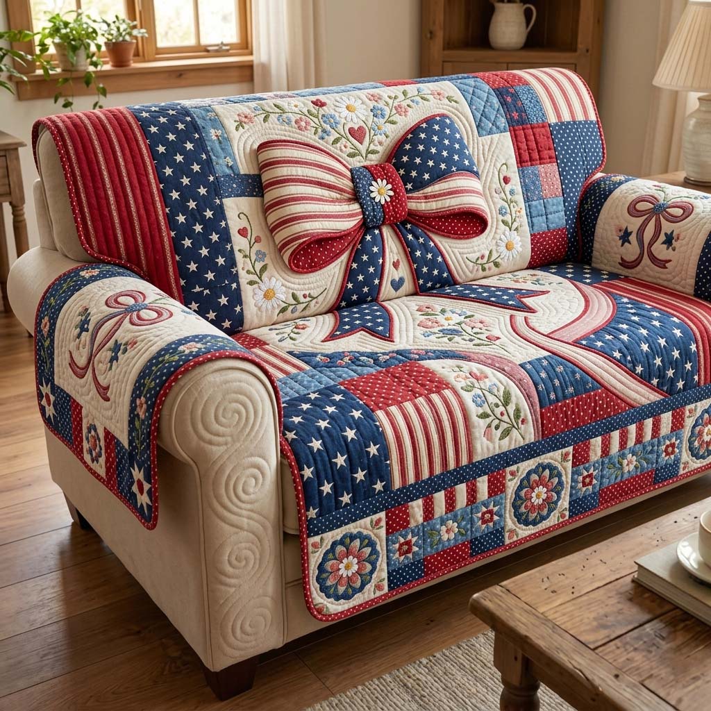 Star Ribbon Quilted Sofa Cover GDTONTD191