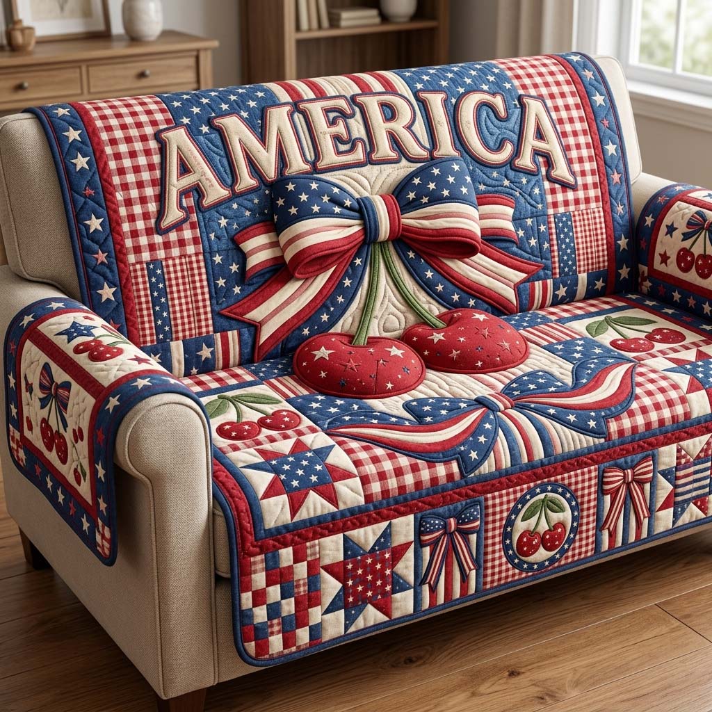 Cherry Glory Quilted Sofa Cover GDTONTD194