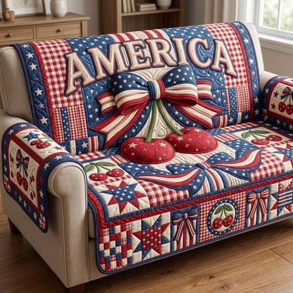 Cherry Glory Quilted Sofa Cover GDTONTD194