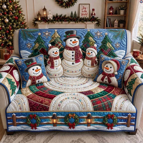 Snowman Family Quilted Sofa Cover GDTONTD1949