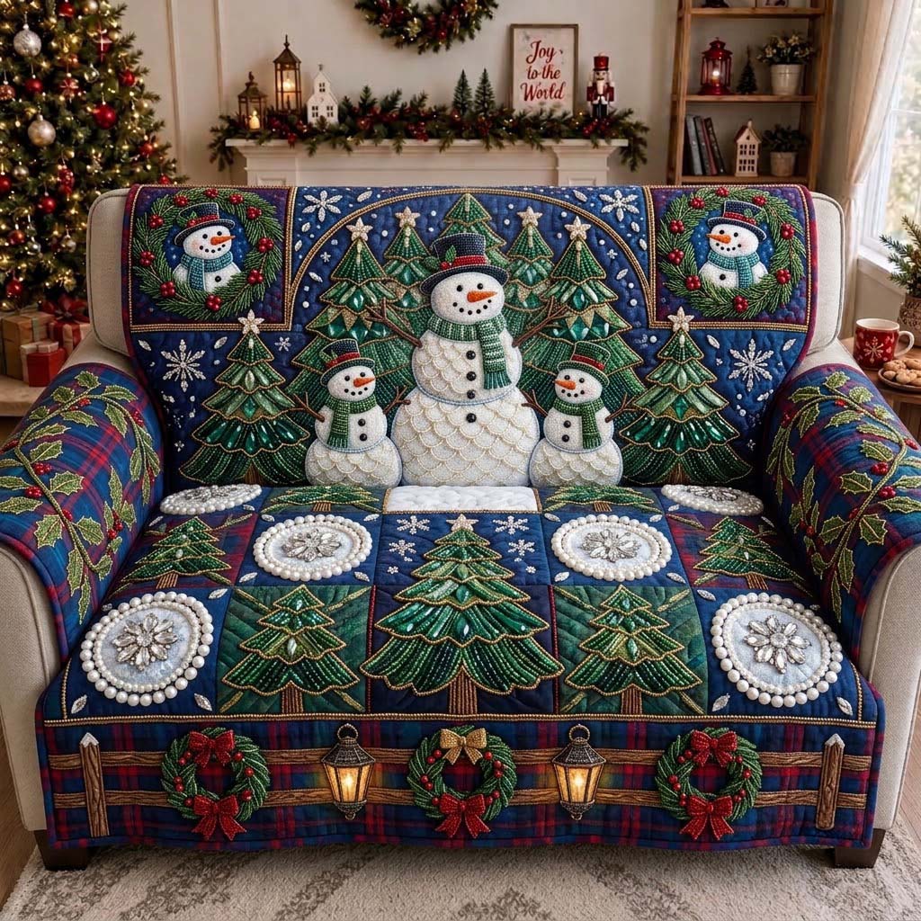 Snowman Forest Quilted Sofa Cover GDTONTD1951