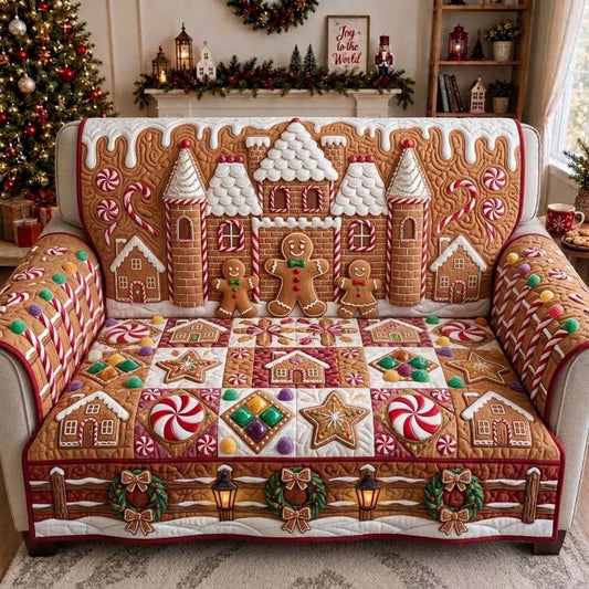 Pearl Gingerbread Candy Palace Quilted Sofa Cover GDTONTD1956