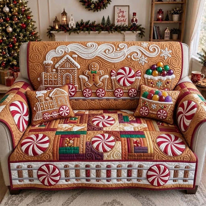 Gingerbread Candy Train Quilted Sofa Cover GDTONTD1960