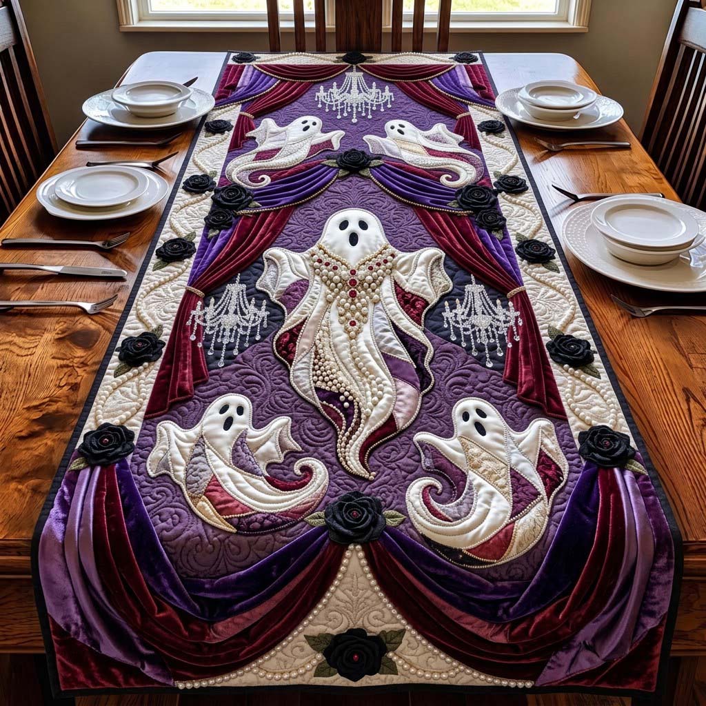 Pearl Ghost Masquerade Quilted Table Runner GDTONTD1967