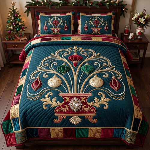 Baroque Ornament Fountain 3-Piece Quilted Bedding Set GDTONTD1987