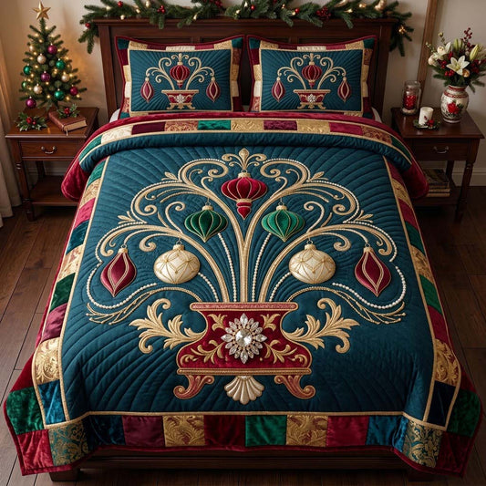 Baroque Ornament Fountain 3-Piece Quilted Bedding Set GDTONTD1987