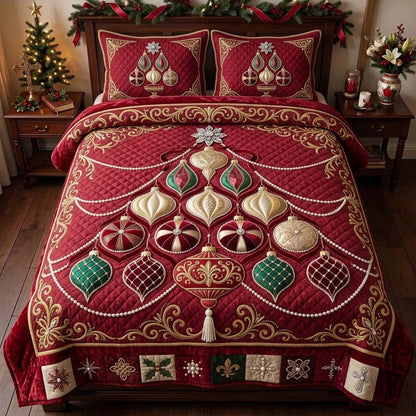 Heirloom Ornament Jewel Tree 3-Piece Quilted Bedding Set GDTONTD1988