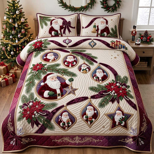 Cascading Santa Jewels 3-Piece Quilted Bedding Set GDTONTD1992