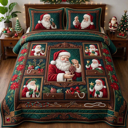Santa Curio Collection 3-Piece Quilted Bedding Set GDTONTD1993