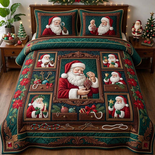 Santa Curio Collection 3-Piece Quilted Bedding Set GDTONTD1993