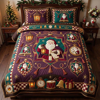 Victorian Santa Ornament Gallery 3-Piece Quilted Bedding Set GDTONTD2020