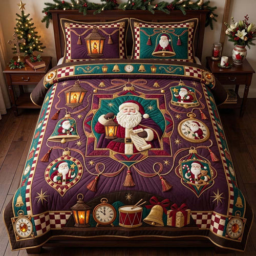 Victorian Santa Ornament Gallery 3-Piece Quilted Bedding Set GDTONTD2020