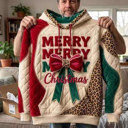 Merry Bow Leopard Christmas Hoodie GDTONTD2048