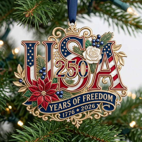 USA 250 Heritage Bloom Christmas Mica Ornament GDTONTD2058