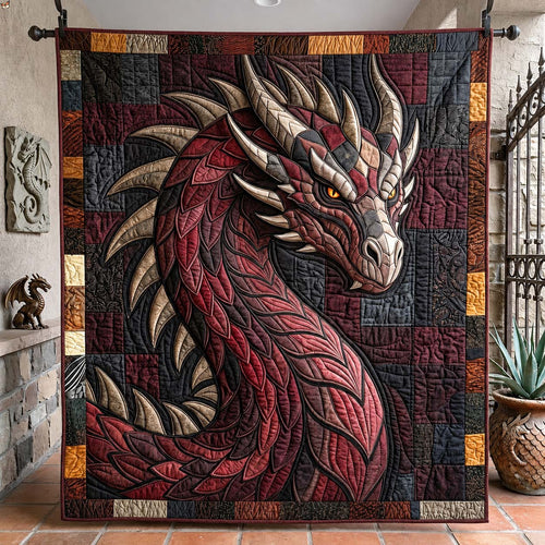 Crimson War Dragon Quilted Blanket GDTONTD2074