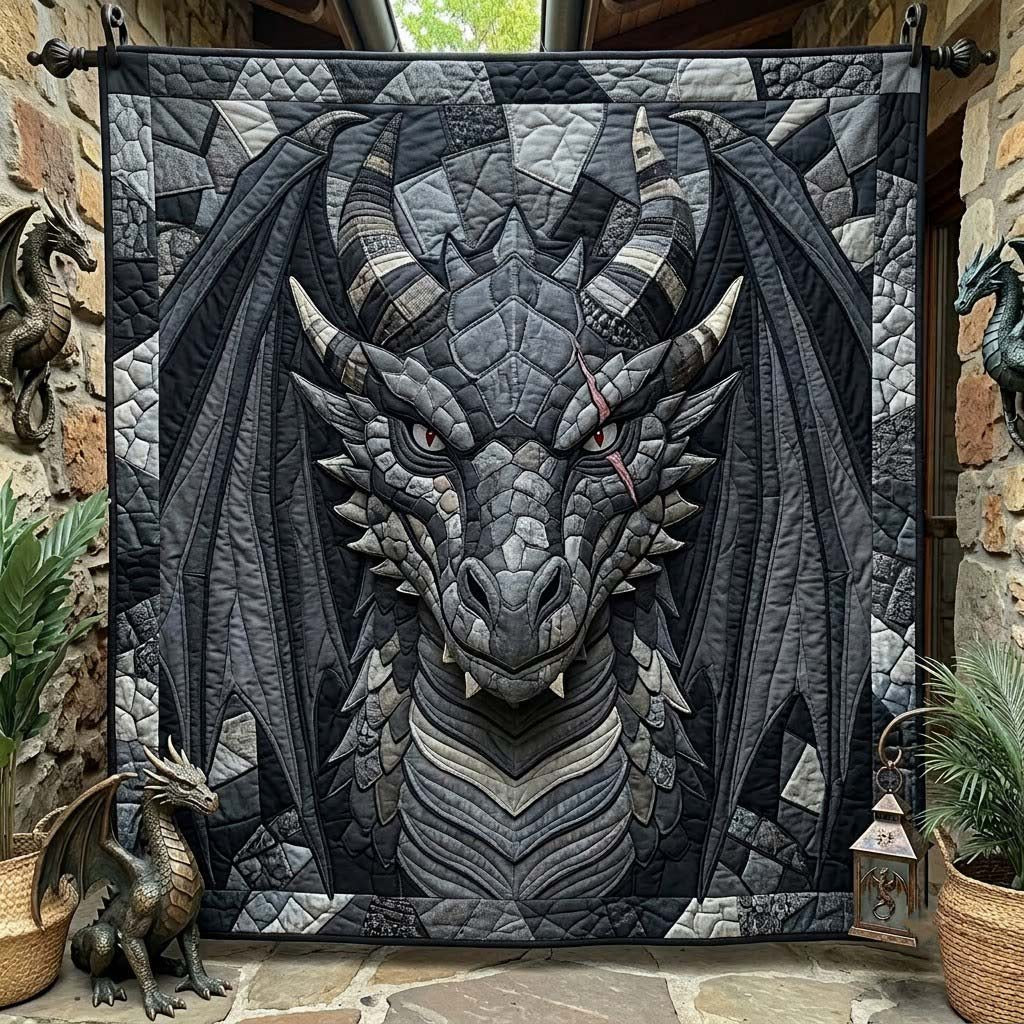 Ancient Black Dragon Quilted Blanket GDTONTD2075