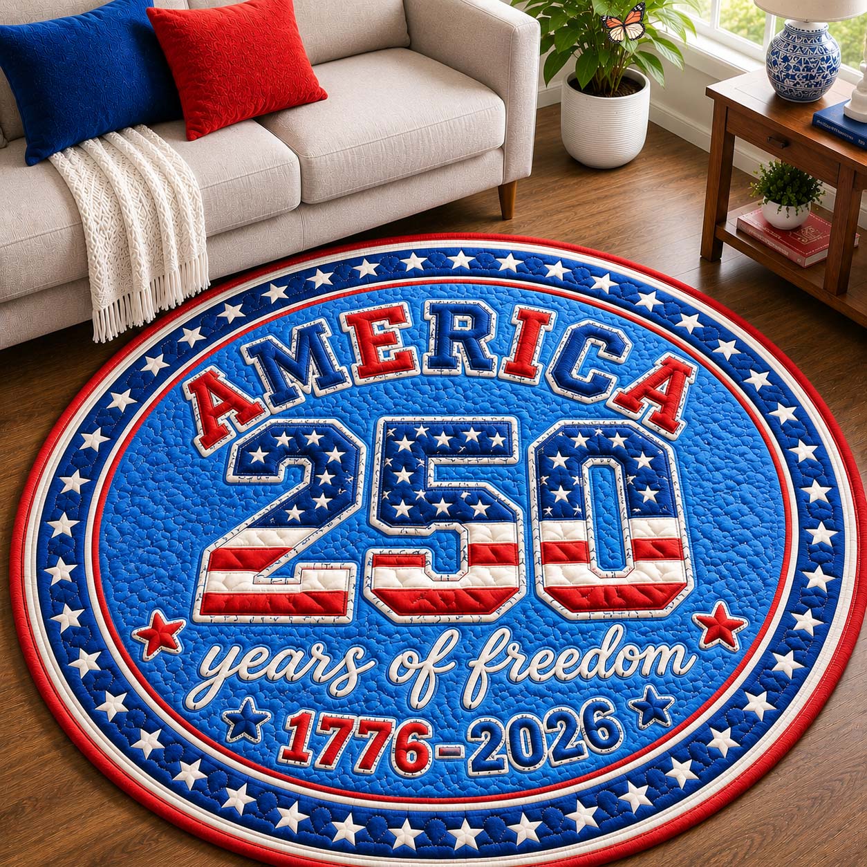 America 250 Freedom Quilted Round Mat GDTONTD22