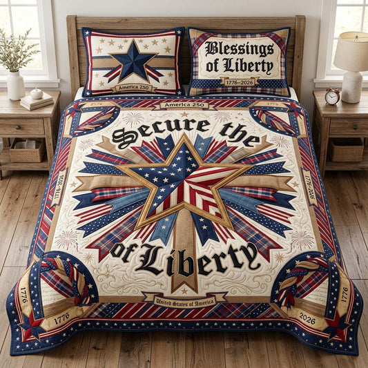 Patriot Star Quilted Bedding Set GDTONTD233