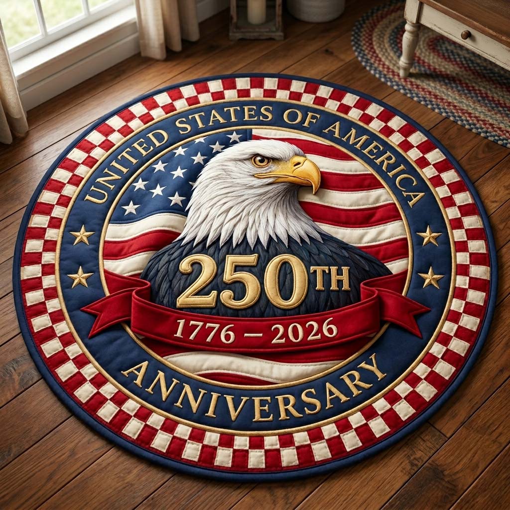 America 250 Eagle Quilted Round Mat GDTONTD29