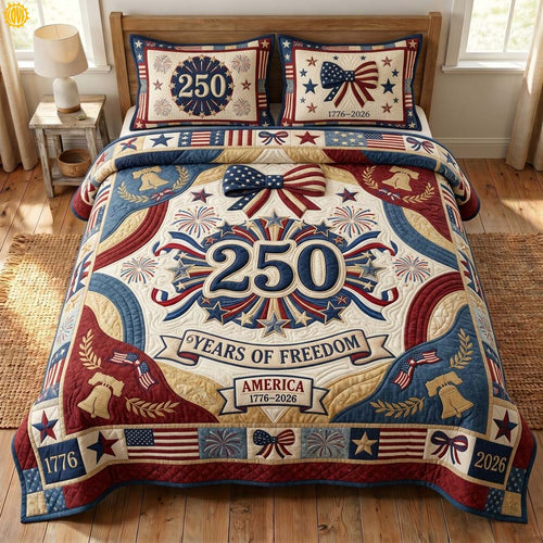 Patriotic Bows 3-Piece Quilted Bedding Set GDTONTD325