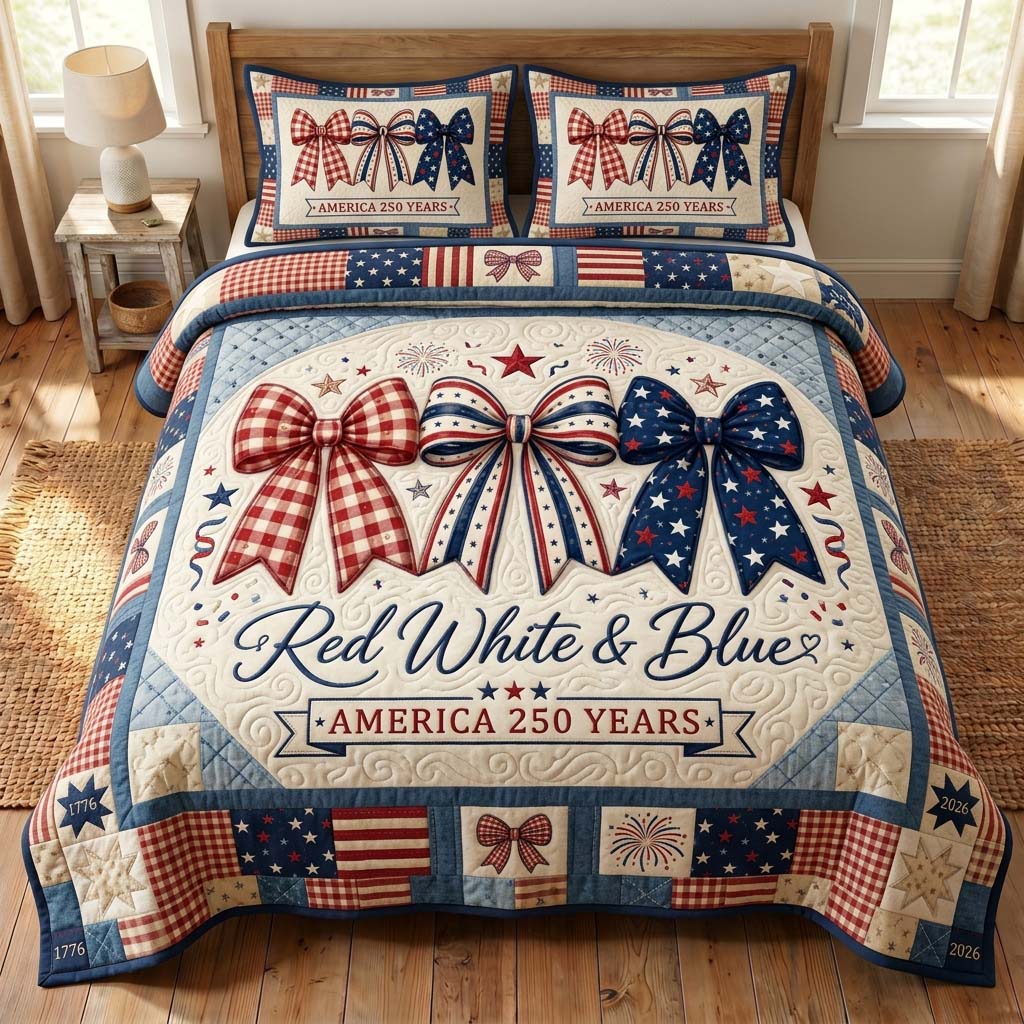 Americana Cherries 3-Piece Quilted Bedding Set GDTONTD328