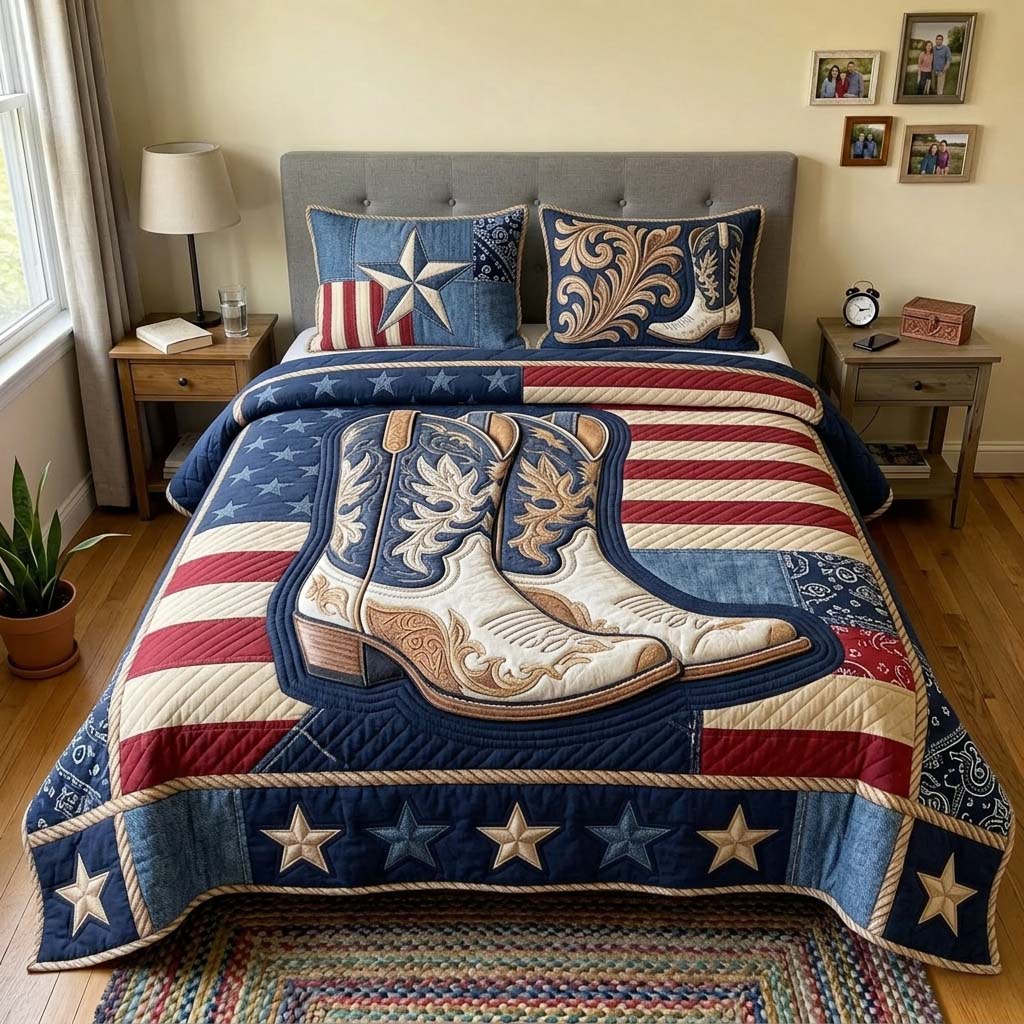 Western Star 3-Piece Quilted Bedding Set GDTONTD330