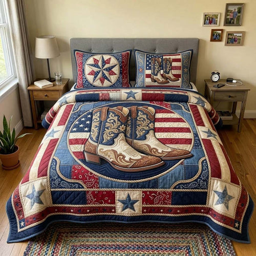 Cowboy Freedom 3-Piece Quilted Bedding Set GDTONTD332