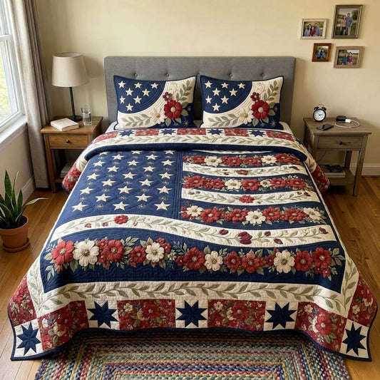 Floral Liberty 3-Piece Quilted Bedding Set GDTONTD334