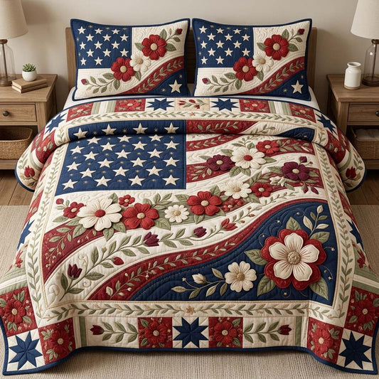 Americana Garden 3-Piece Quilted Bedding Set GDTONTD338