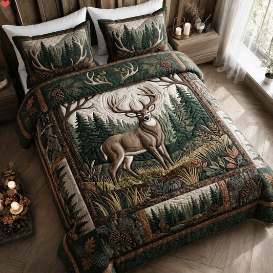 Forest Monarch 3-Piece Quilted Bedding Set GDTONTD395