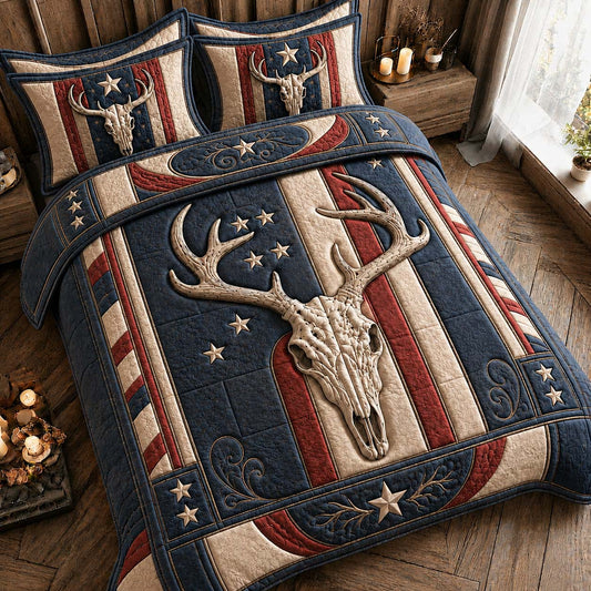 Western Skull 3-Piece Quilted Bedding Set GDTONTD400