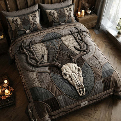Midnight Skull 3-Piece Quilted Bedding Set GDTONTD404