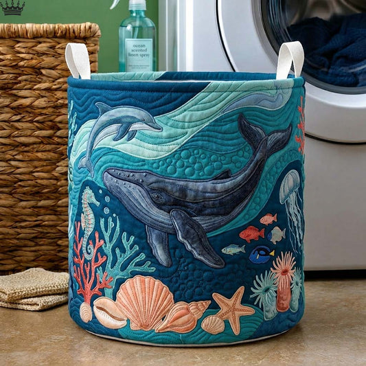 Whale Cove Quilted Laundry Basket GDTONTD426