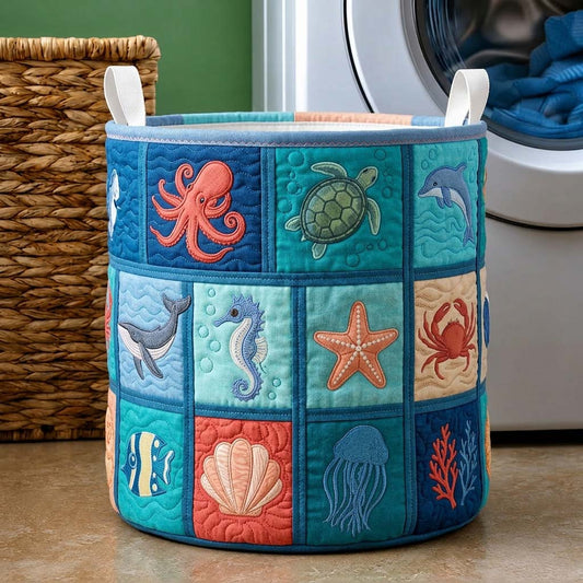 Coastal Life Quilted Laundry Basket GDTONTD430