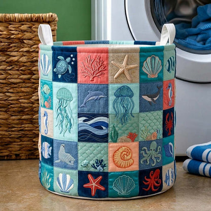 Seaside Patch Quilted Laundry Basket GDTONTD431