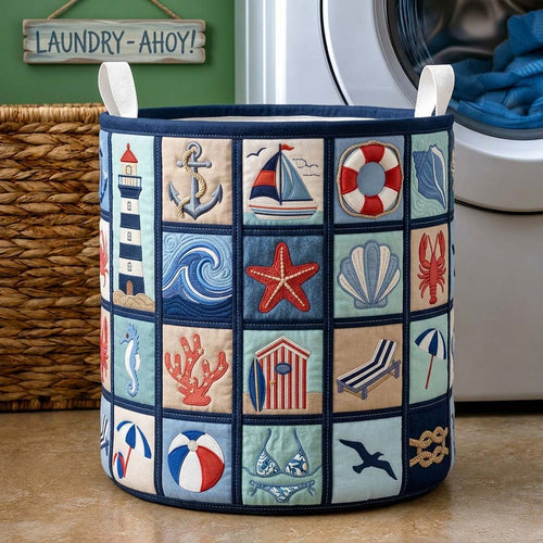 Beach Patch Quilted Laundry Basket GDTONTD434