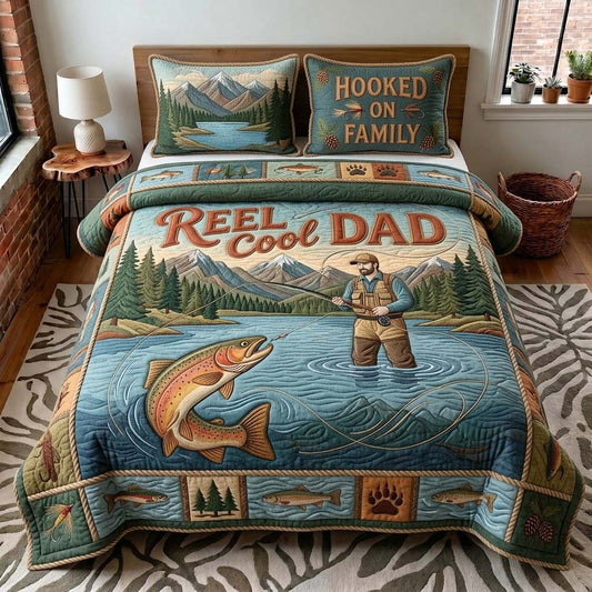 Hooked Family Dad 3-Piece Quilted Bedding Set GDTONTD438
