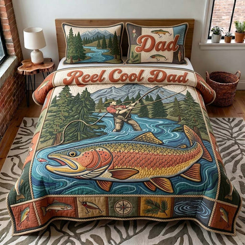 River Catch Dad 3-Piece Quilted Bedding Set GDTONTD439