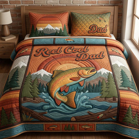 Sunrise Catch Dad 3-Piece Quilted Bedding Set GDTONTD444