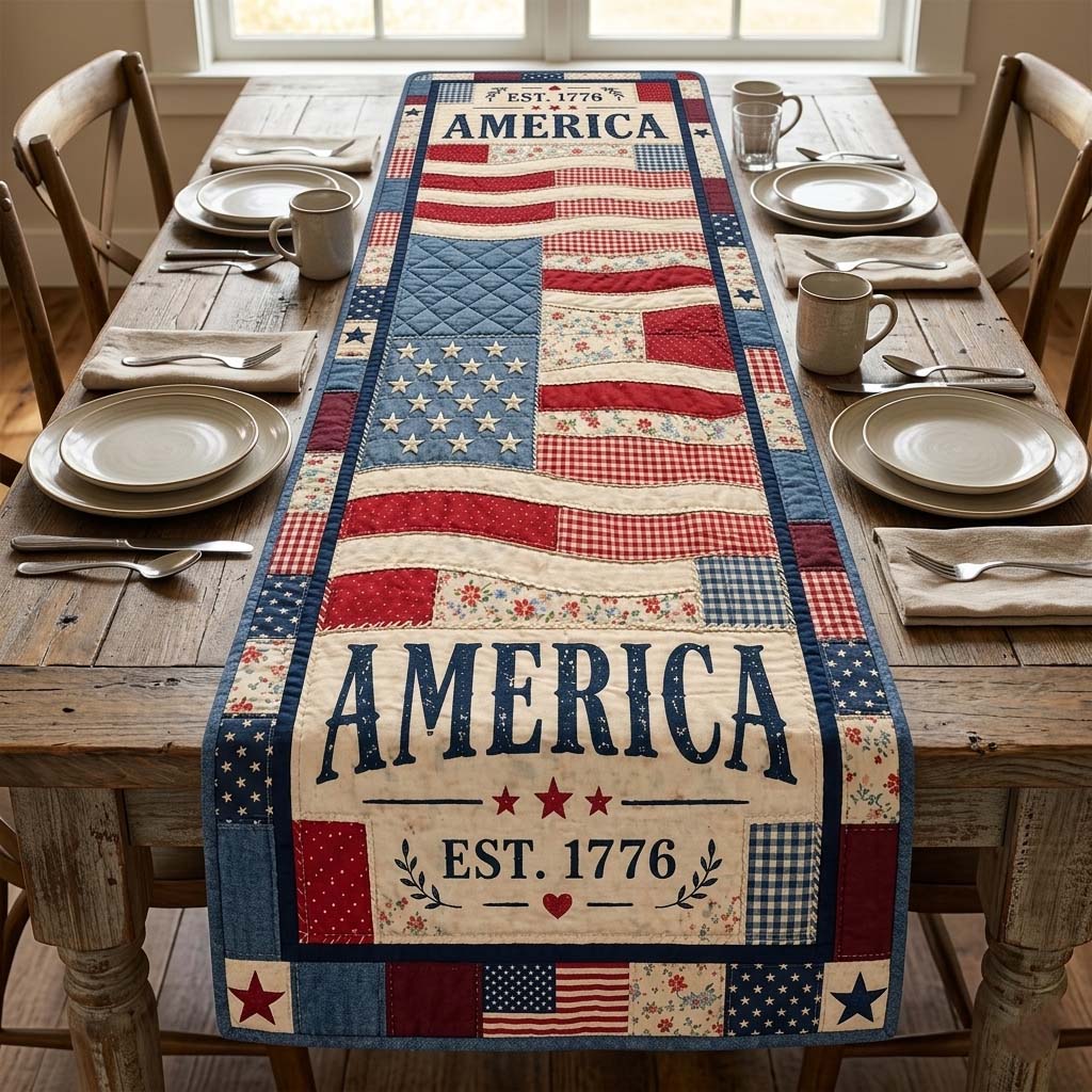 Americana Patch Quilted Table Runner GDTONTD46