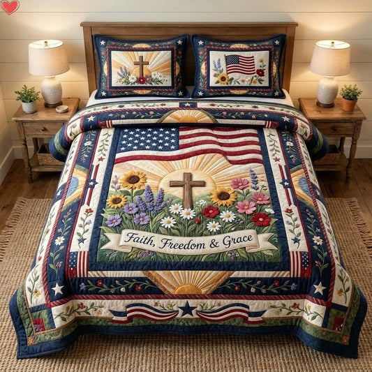 Faith Grace 3-Piece Quilted Bedding Set GDTONTD465
