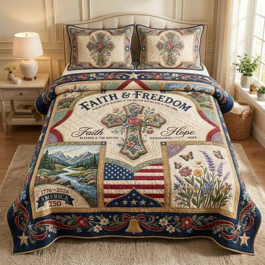Faith Hope 3-Piece Quilted Bedding Set GDTONTD469