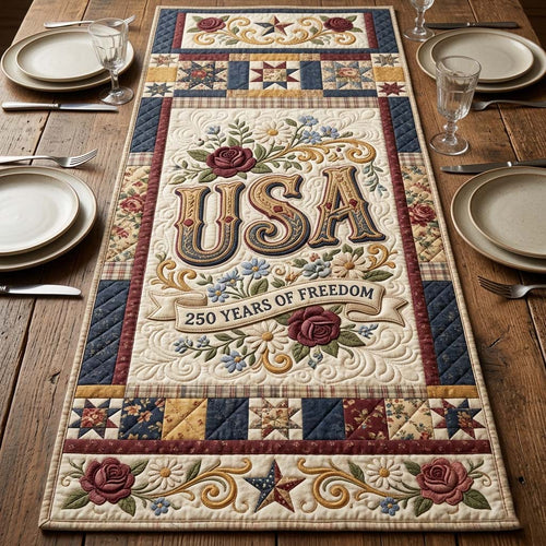 Freedom Bloom Quilted Table Runner GDTONTD47