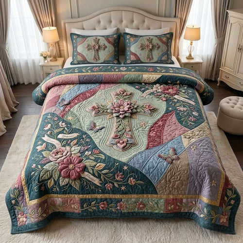 Garden Faith 3-Piece Quilted Bedding Set GDTONTD473