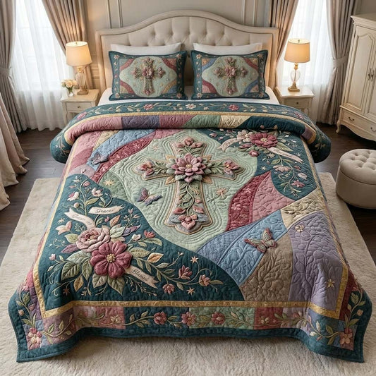 Garden Faith 3-Piece Quilted Bedding Set GDTONTD473
