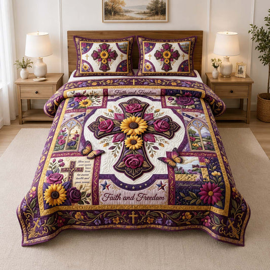 Freedom Bloom 3-Piece Quilted Bedding Set GDTONTD474