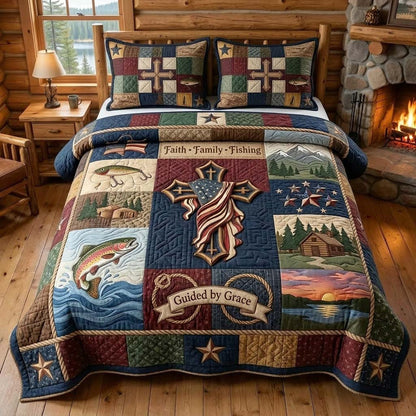 Grace Fishing 3-Piece Quilted Bedding Set GDTONTD477