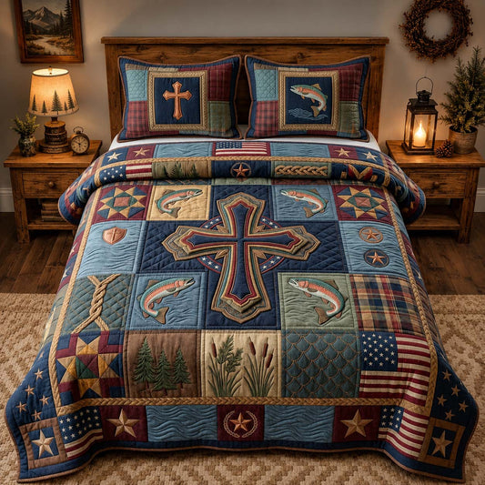 Patchwork Fisher 3-Piece Quilted Bedding Set GDTONTD479