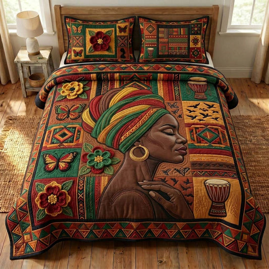 Afro Bloom 3-Piece Quilted Bedding Set GDTONTD488